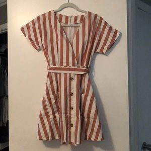 Button up stripped dress